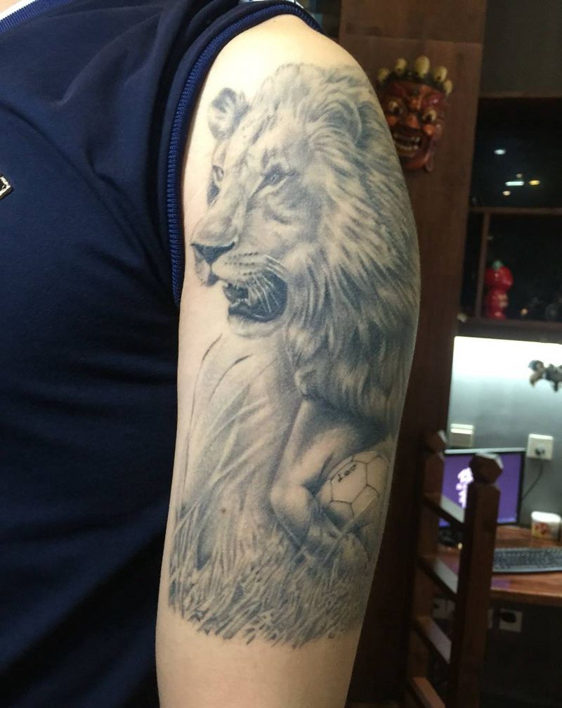 狮子恢复后纹身图片