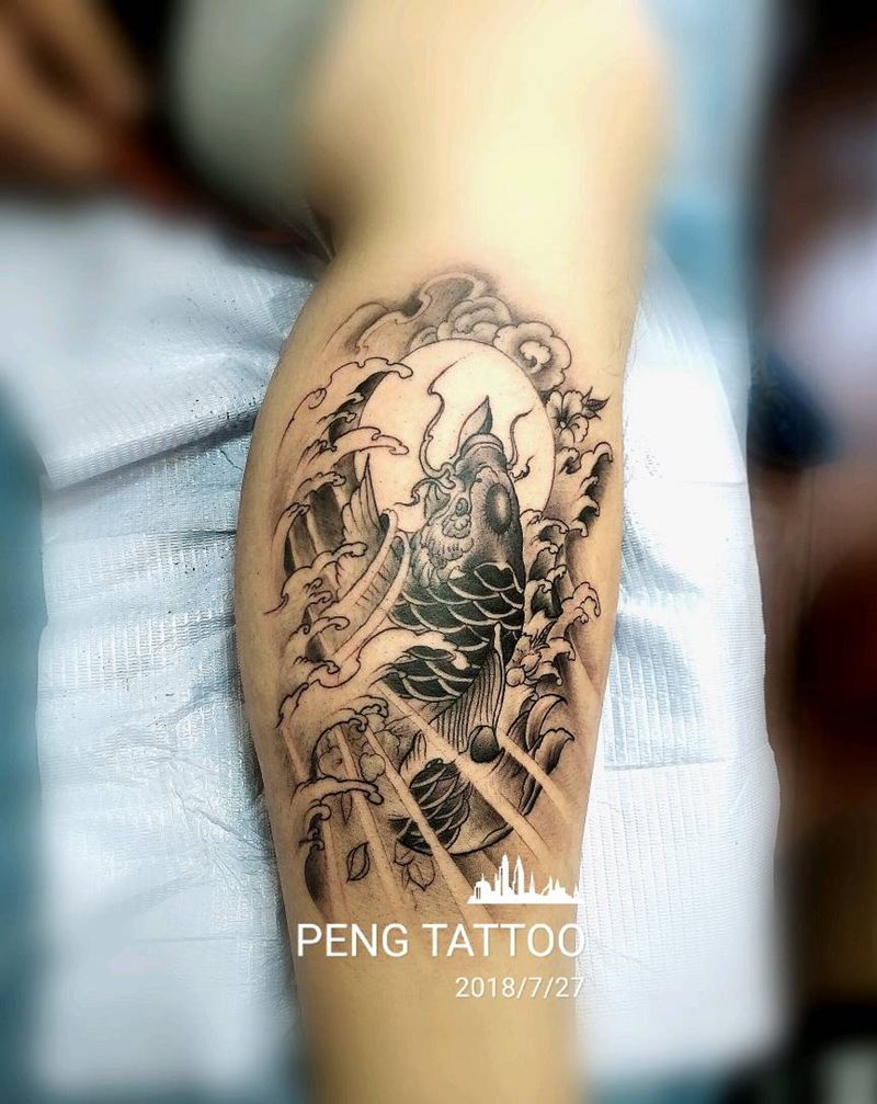 鲤鱼纹身图片_传统纹身图案