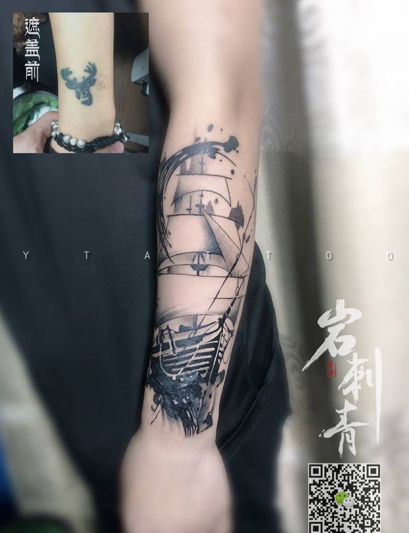 遮盖旧纹身纹身图片_成品手臂欧美静物遮盖纹身图案