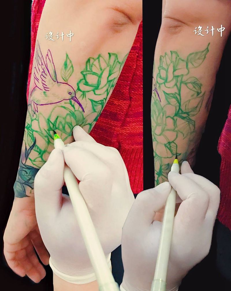 修改添加纹身图片_成品艺奴刺域原创清新手臂肖像植物人物纹身图案