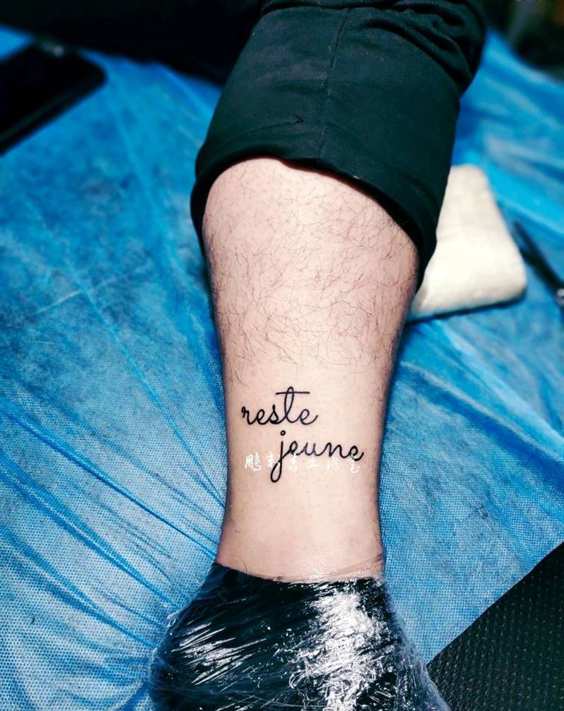 小清新纹身图片_腿部纹身图案