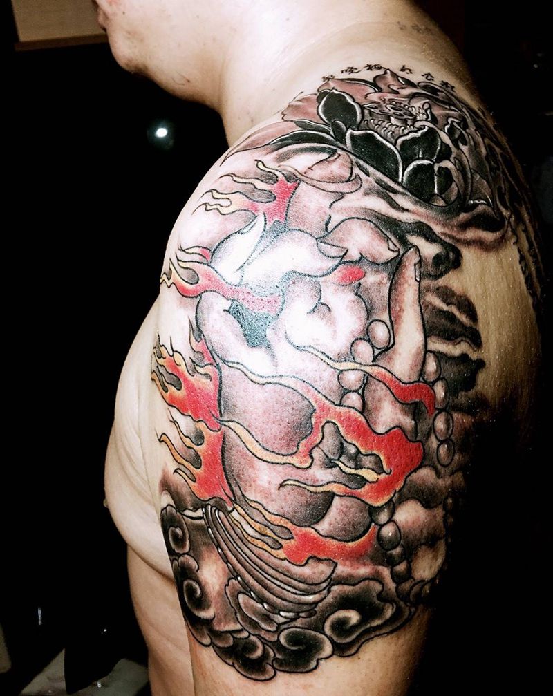 设计作品佛手云雾莲花纹身图片