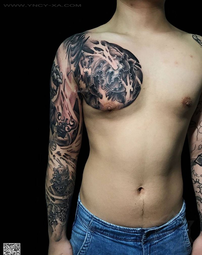 不动明王纹身图片_成品手臂传统人物鬼神原创艺奴刺域纹身图案