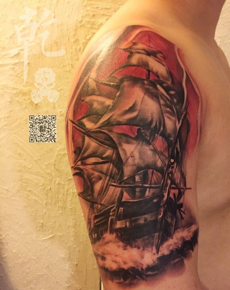 帆船⛵️纹身图片