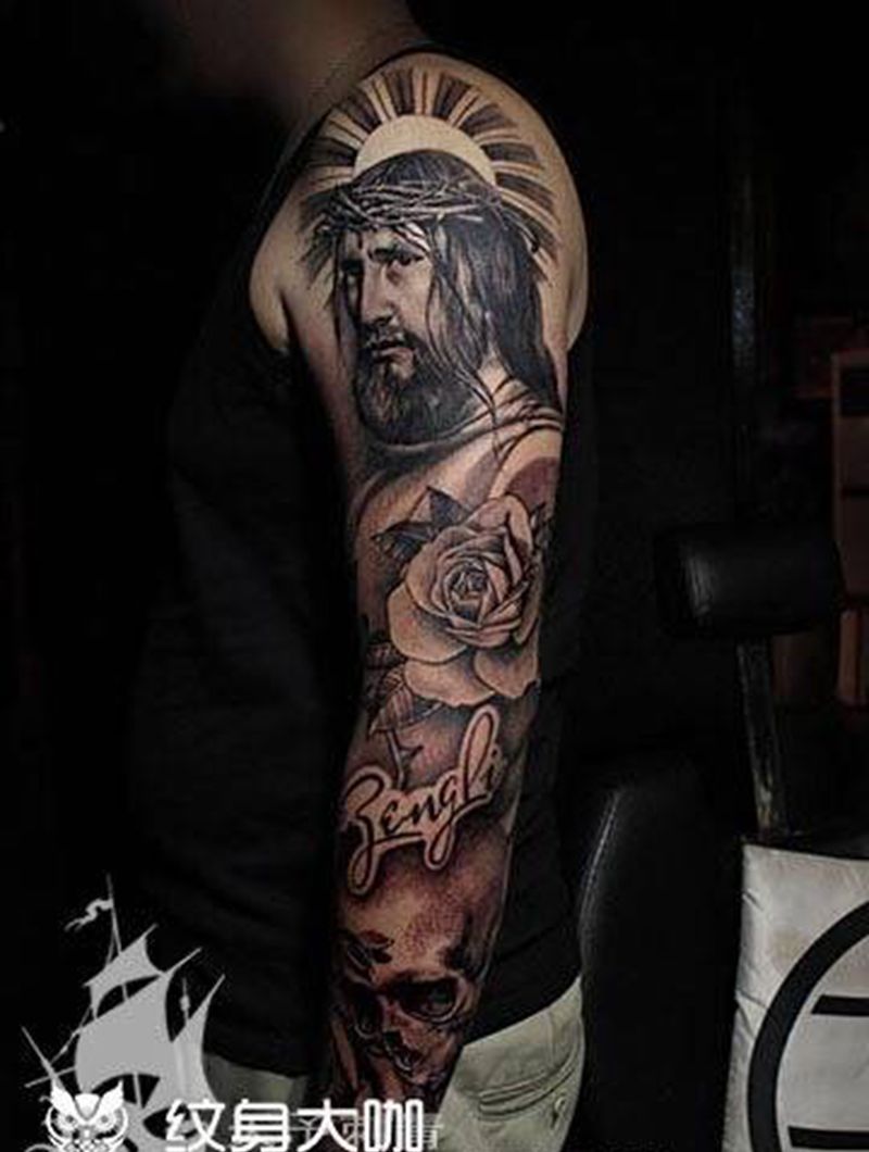 西安天予刺青黑灰作品合集纹身图片_西安黑灰人物原创欧美成品写实纹身图案