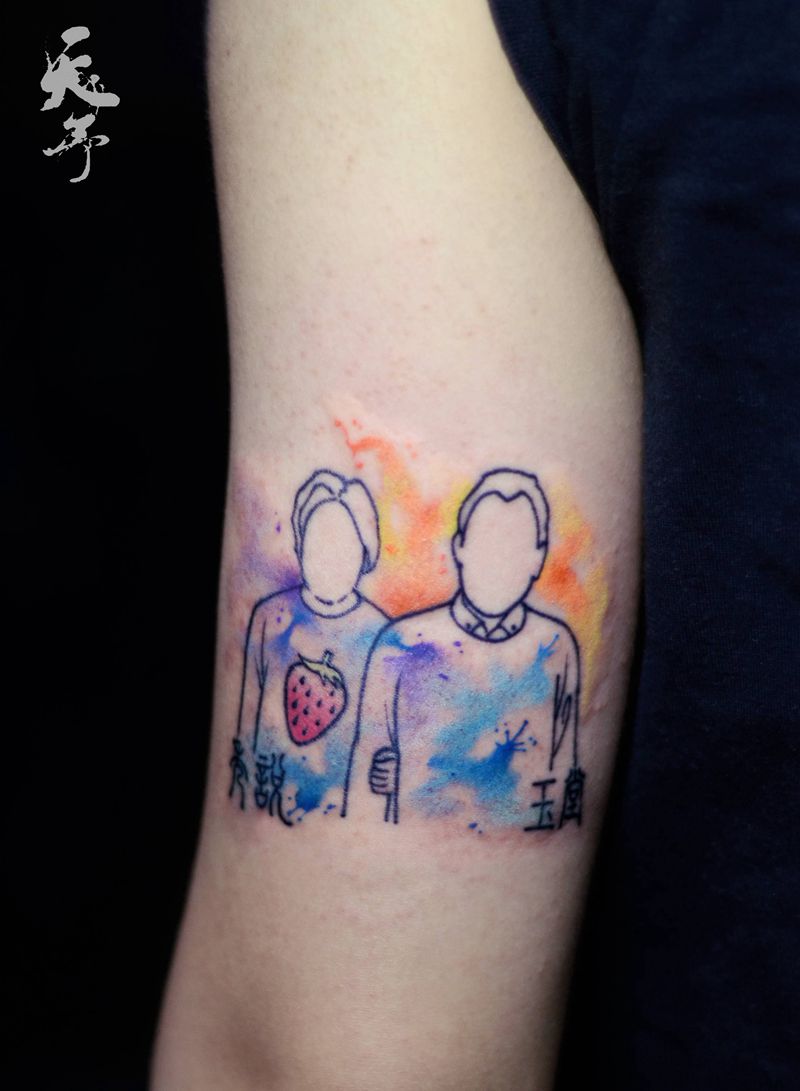 西安天予刺青彩色作品纹身图片_水彩纹身图案