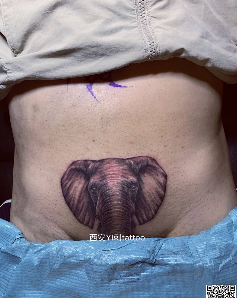 象纹身图片_腹部欧美写实纹身图案