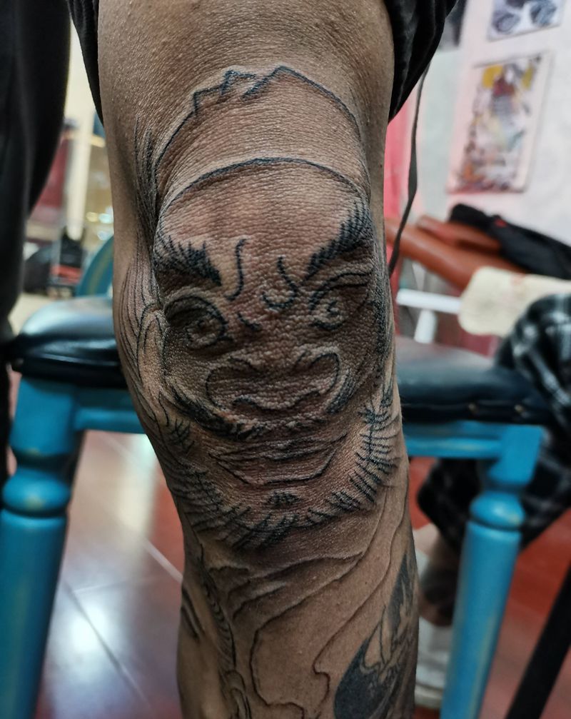 张翼德在此纹身图片_腿部纹身图案