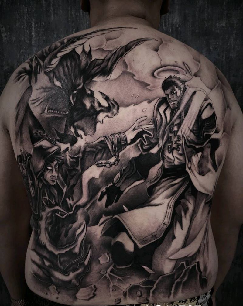 游戏人物纹身图片_背部纹身图案