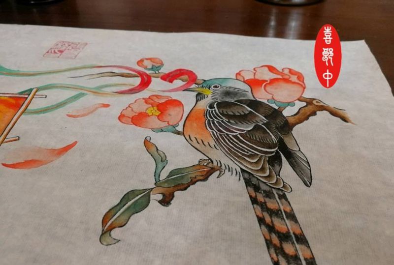 杜鹃纹身图片_胸部老传统新日式纹身图案