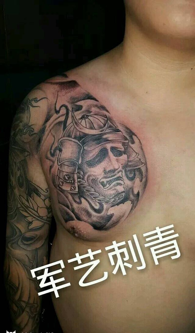 鬼武士纹身图片