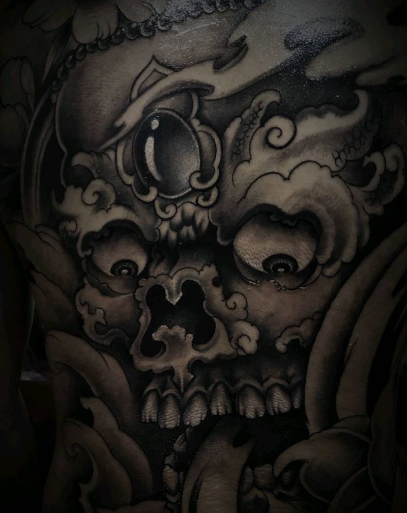 嘎巴拉纹身图片_背部纹身图案