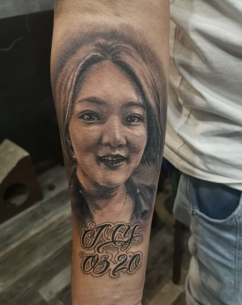 肖像纹身图片_手臂欧美写实肖像纹身图案