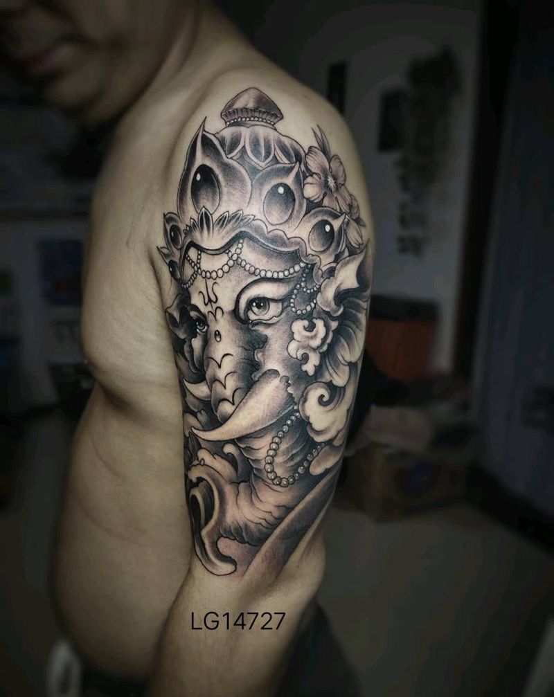 象神纹身图片_手臂纹身图案