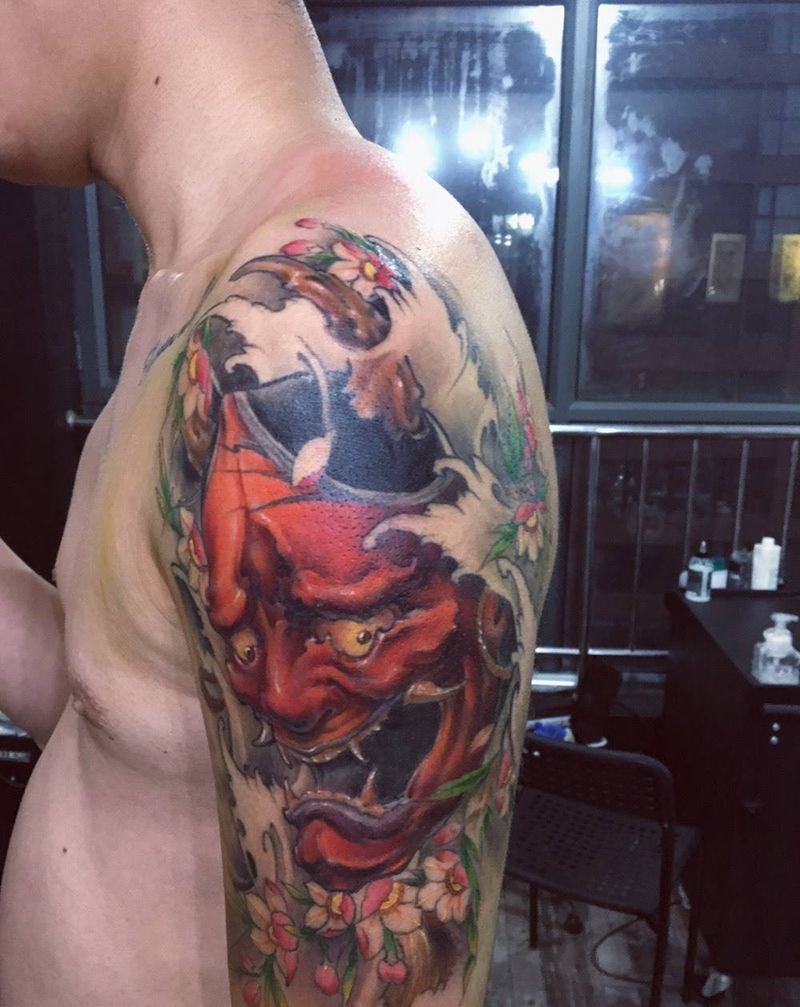 传统般若纹身图片_手臂新传统纹身图案