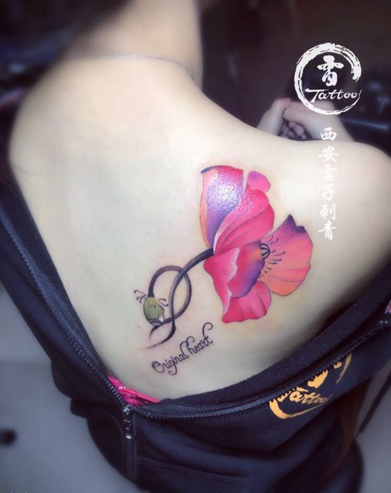 罂粟花水彩纹身图片