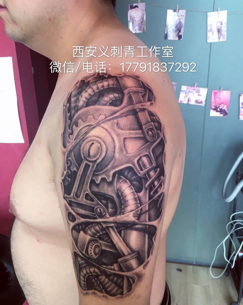 机械臂纹身图片_成品手臂写实纹身图案