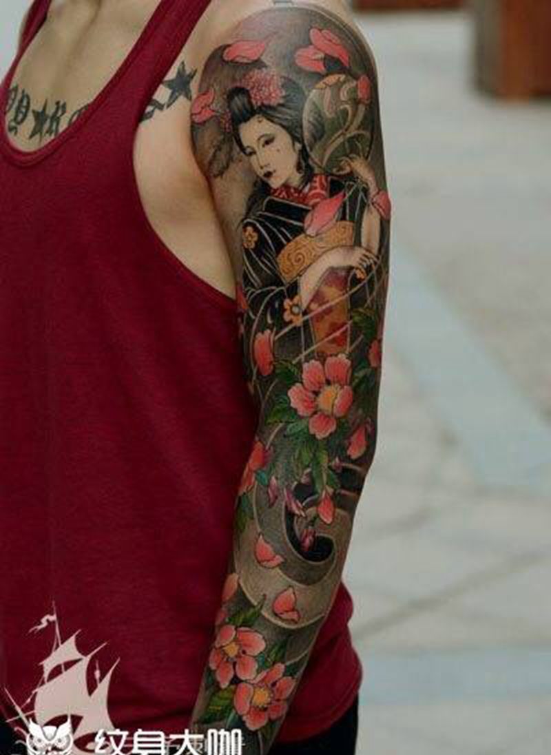 西安天予刺青彩色作品合集纹身图片_西安彩色人物传统成品原创手臂纹身图案