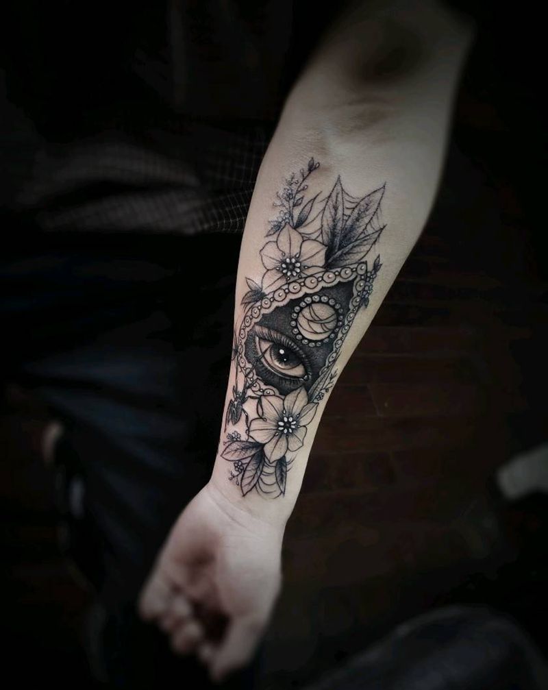 眼睛蜘蛛纹身图片_手臂纹身图案