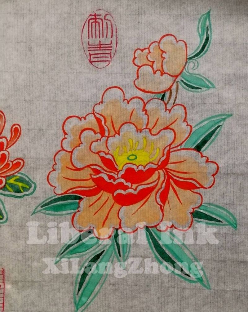 牡丹花手稿纹身图片_肩部新日式纹身图案