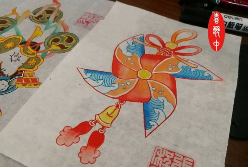 风车纹身纹身图片_腿部老传统新日式纹身图案