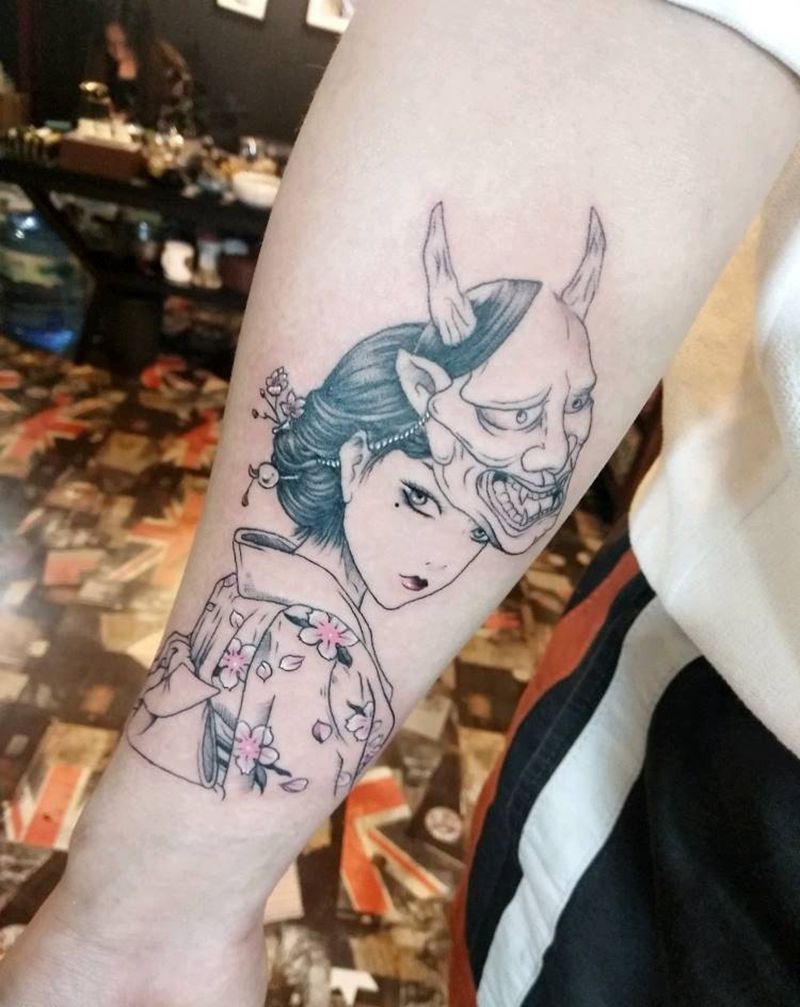 艺妓纹身图片_手臂艺妓纹身图案