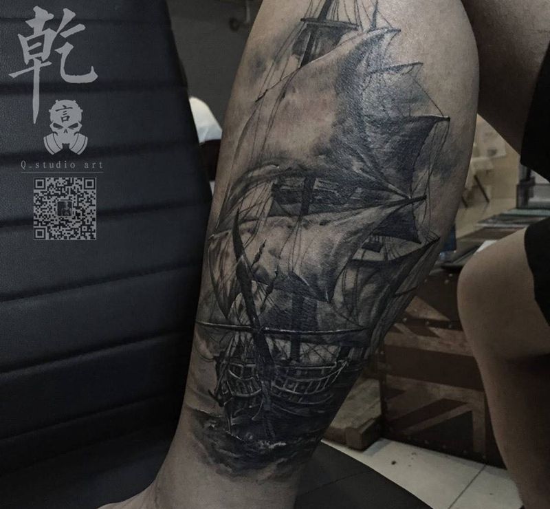 帆船⛵️纹身图片