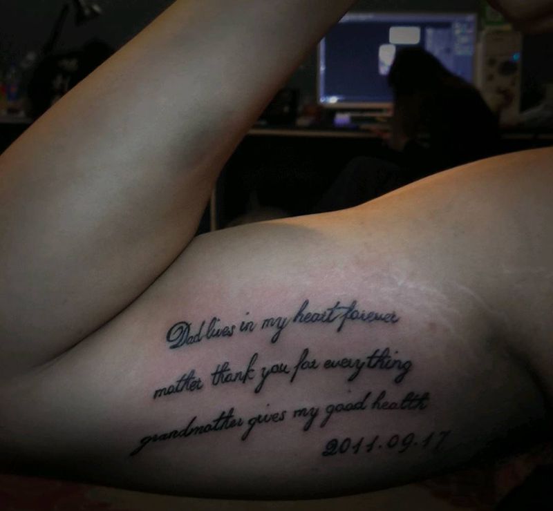 客人自带英文小作文纹身图片_手臂纹身图案