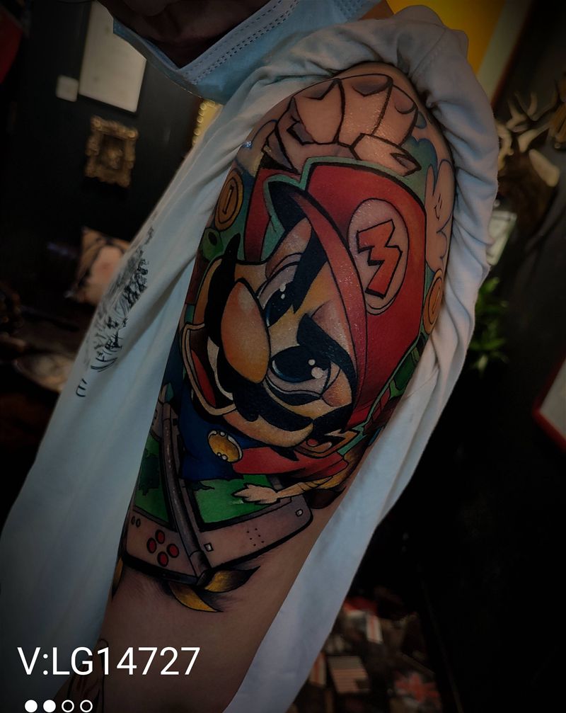 马里奥纹身图片_手臂纹身图案