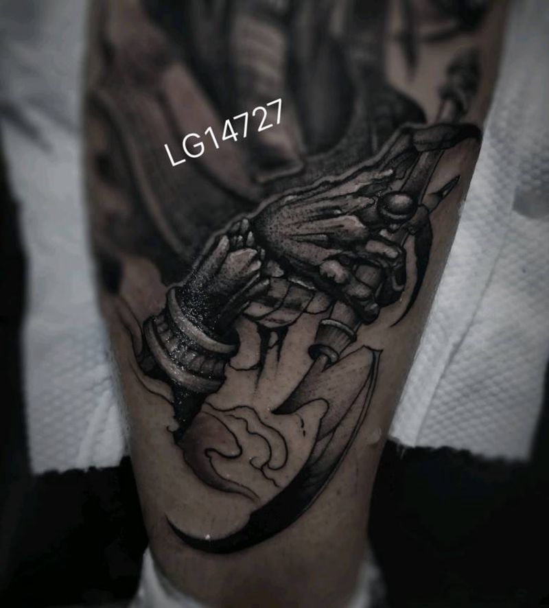 阿努比斯纹身图片_腿部纹身图案