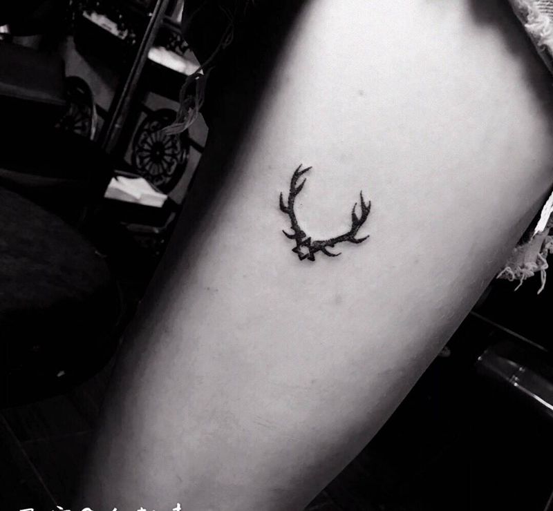 点刺鹿角纹身图片