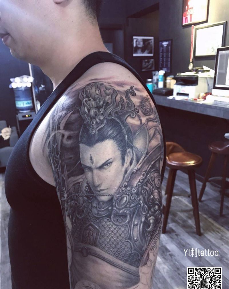 二郎神纹身图片_手臂新传统纹身图案