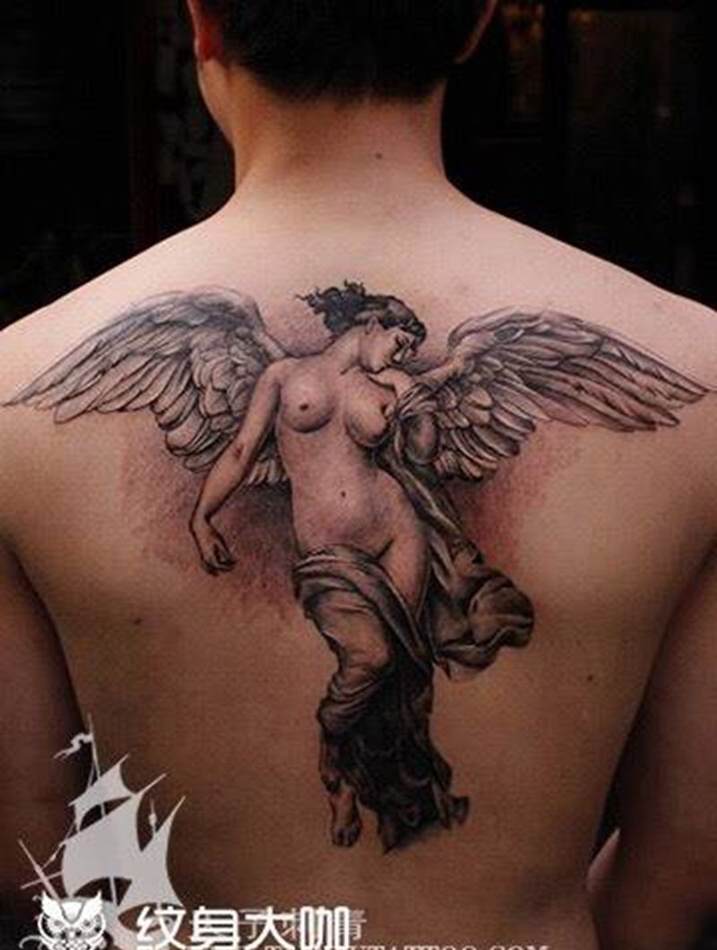 西安天予刺青黑灰作品合集纹身图片_西安黑灰宗教原创人物欧美成品背部纹身图案