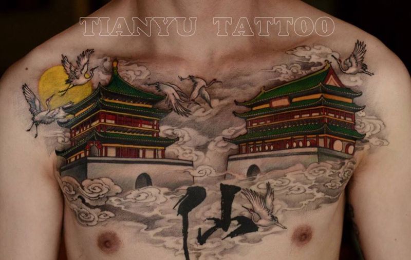 传统作品纹身图片_成品胸部传统写实静物原创宗教纹身图案