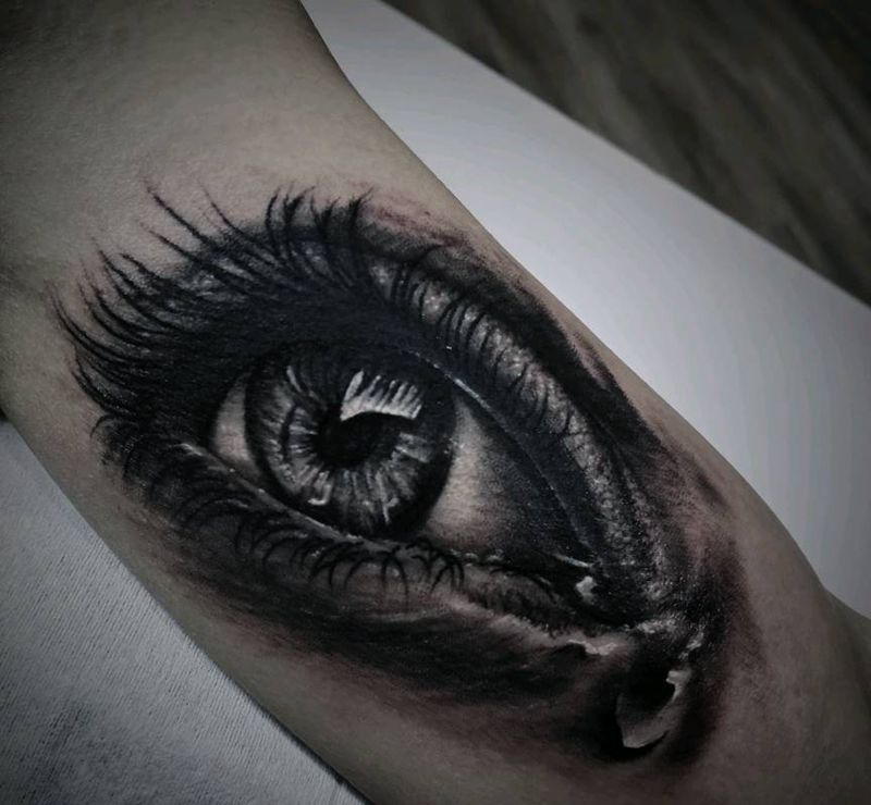 眼睛纹身图片_手臂纹身图案