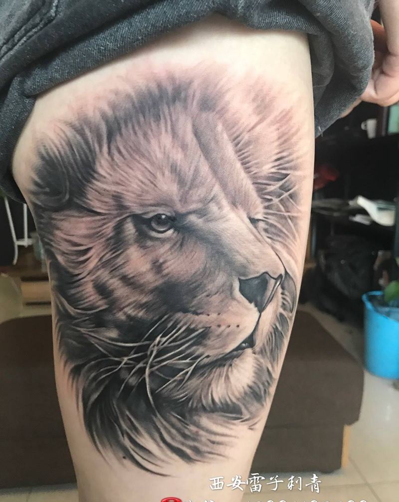写实狮子纹身图片