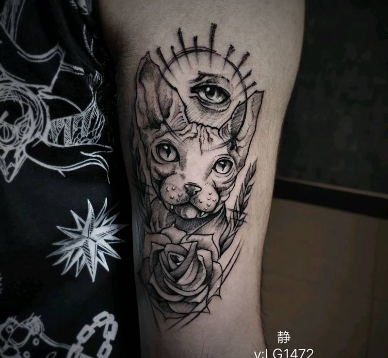 斯芬克斯纹身图片_手臂纹身图案