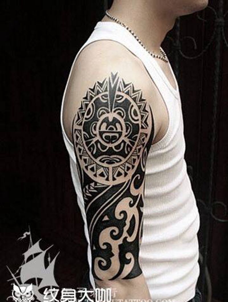 西安天予刺青文字图腾作品合集纹身图片_西安图腾花体字几何字符原创成品纹身图案