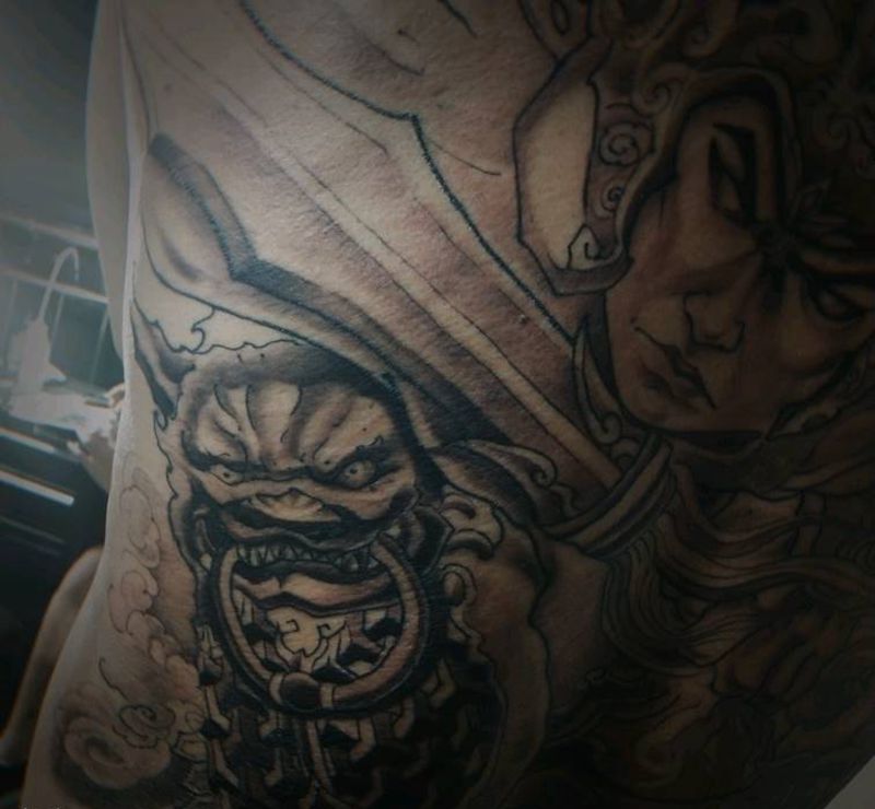 武将满背纹身图片_腰部背部新传统老传统纹身图案