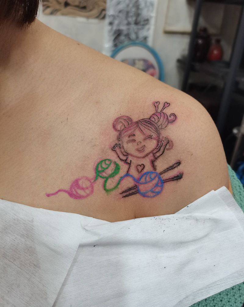 织毛衣纹身图片_肩部纹身图案