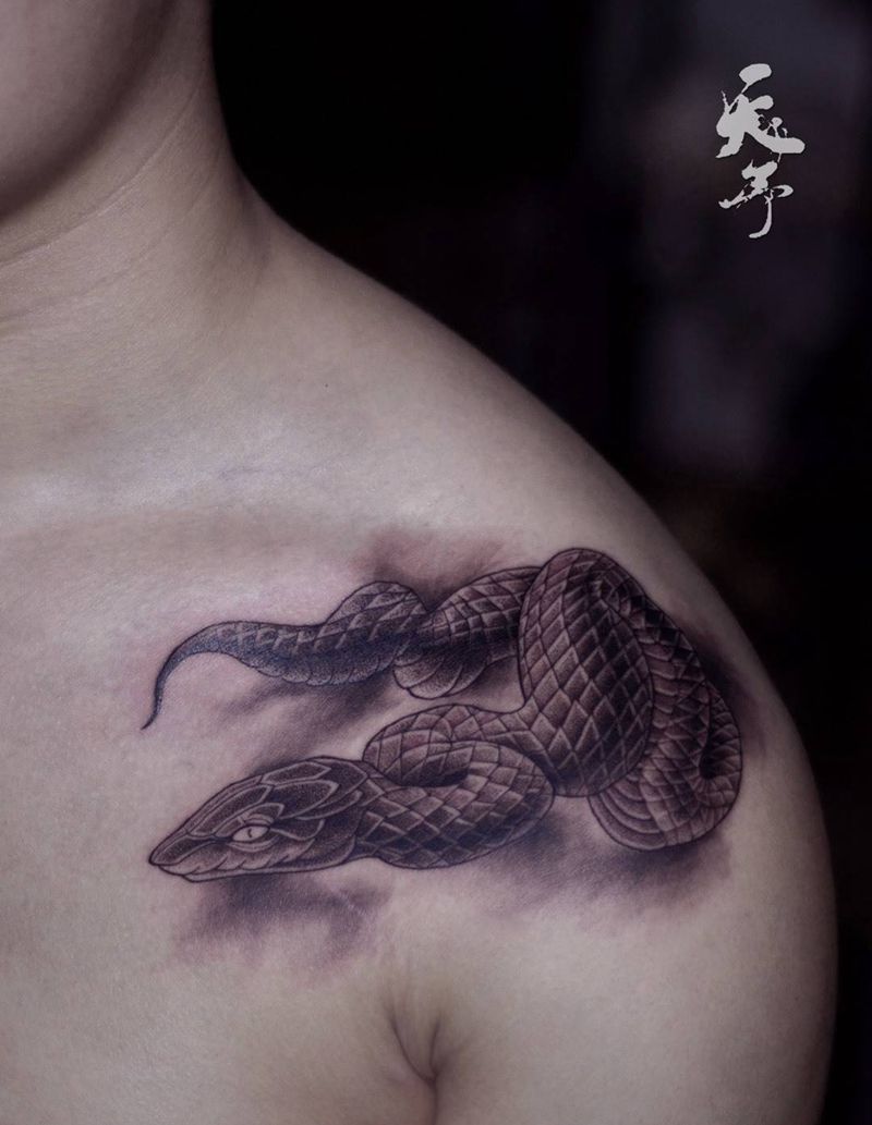 西安天予刺青黑灰作品纹身图片