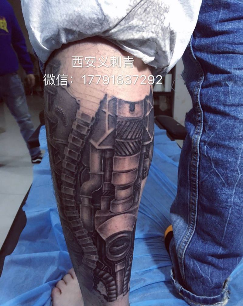 原创机械50%纹身图片_腿部写实欧美原创西安义刺青纹身图案