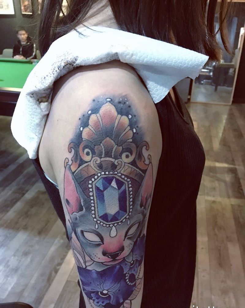 school纹身图片_西安义刺青动物成品手臂欧美纹身图案