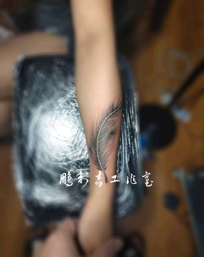 羽毛纹身图片_手臂纹身图案