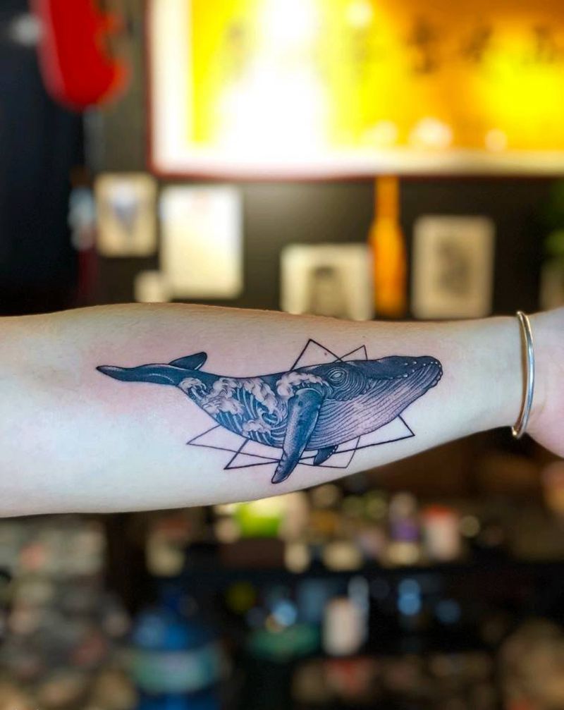 鲸鱼纹身图片_手臂纹身图案