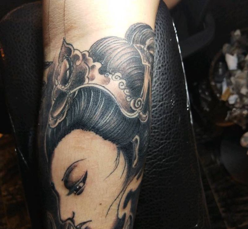 艺伎  完纹身图片_新传统纹身图案