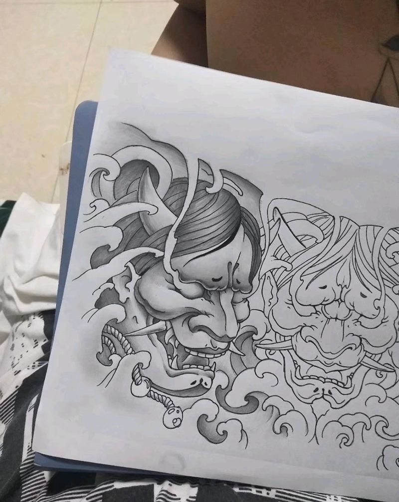 般若纹身图片_胸部纹身图案