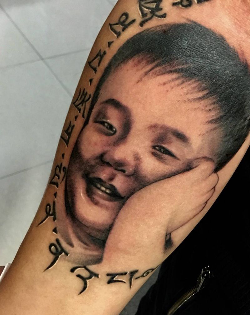 人像纹身图片_成品手稿肩部欧美写实肖像原创人物图腾西安纹身图案