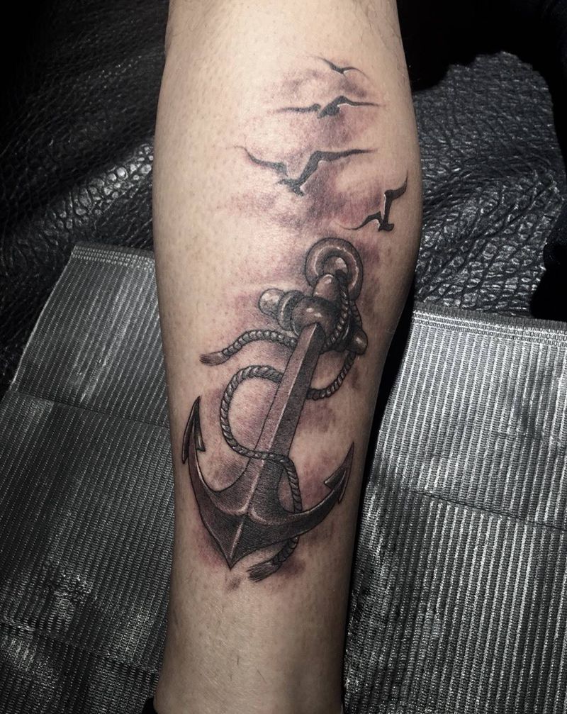 海锚纹身纹身图片_手稿欧美原创培训西安宗教腿部成品纹身图案