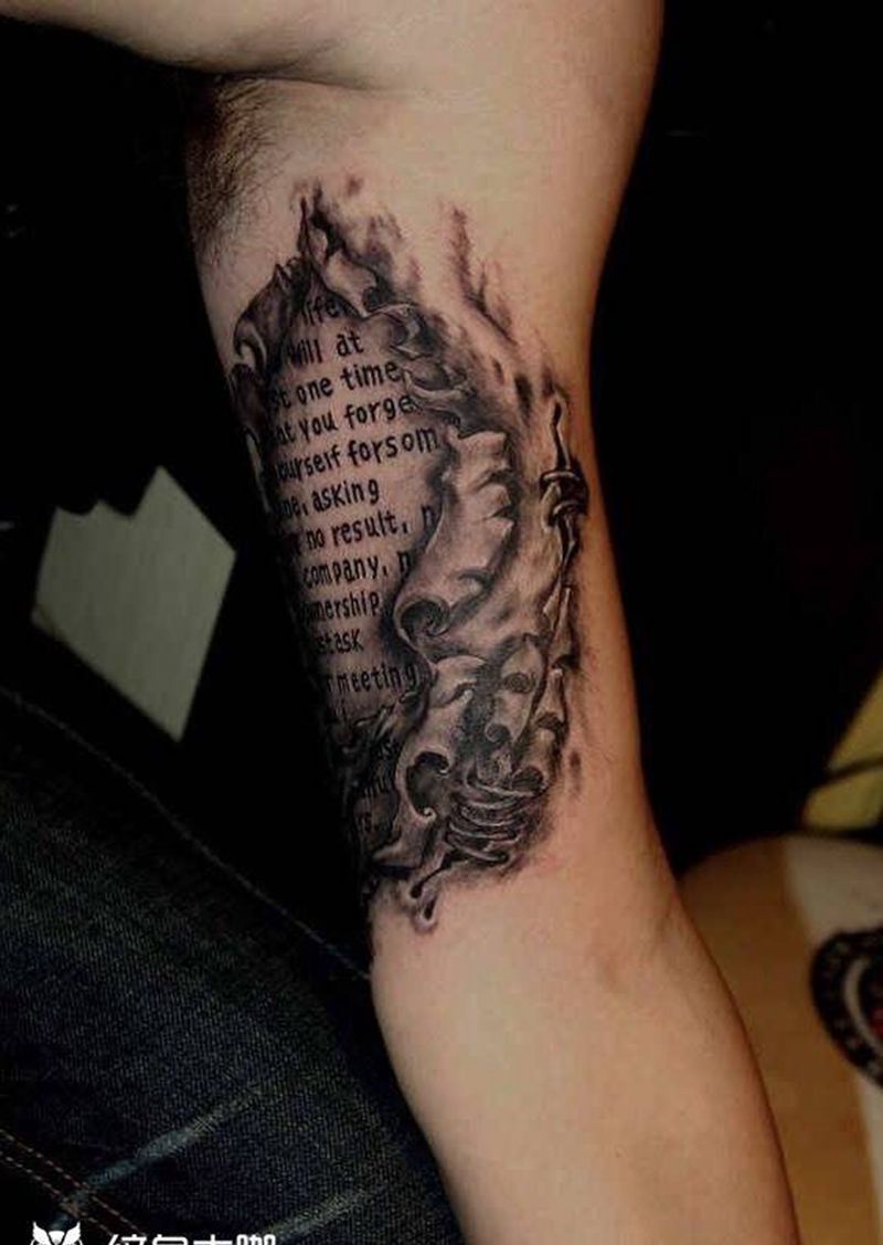 3D纹身经文纹身图片_成品手臂欧美写实宗教西安西安刺青修改纹身图案
